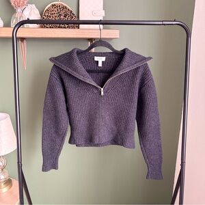 COS Charcoal Ribbed Half-Zip Turtleneck Sweater
